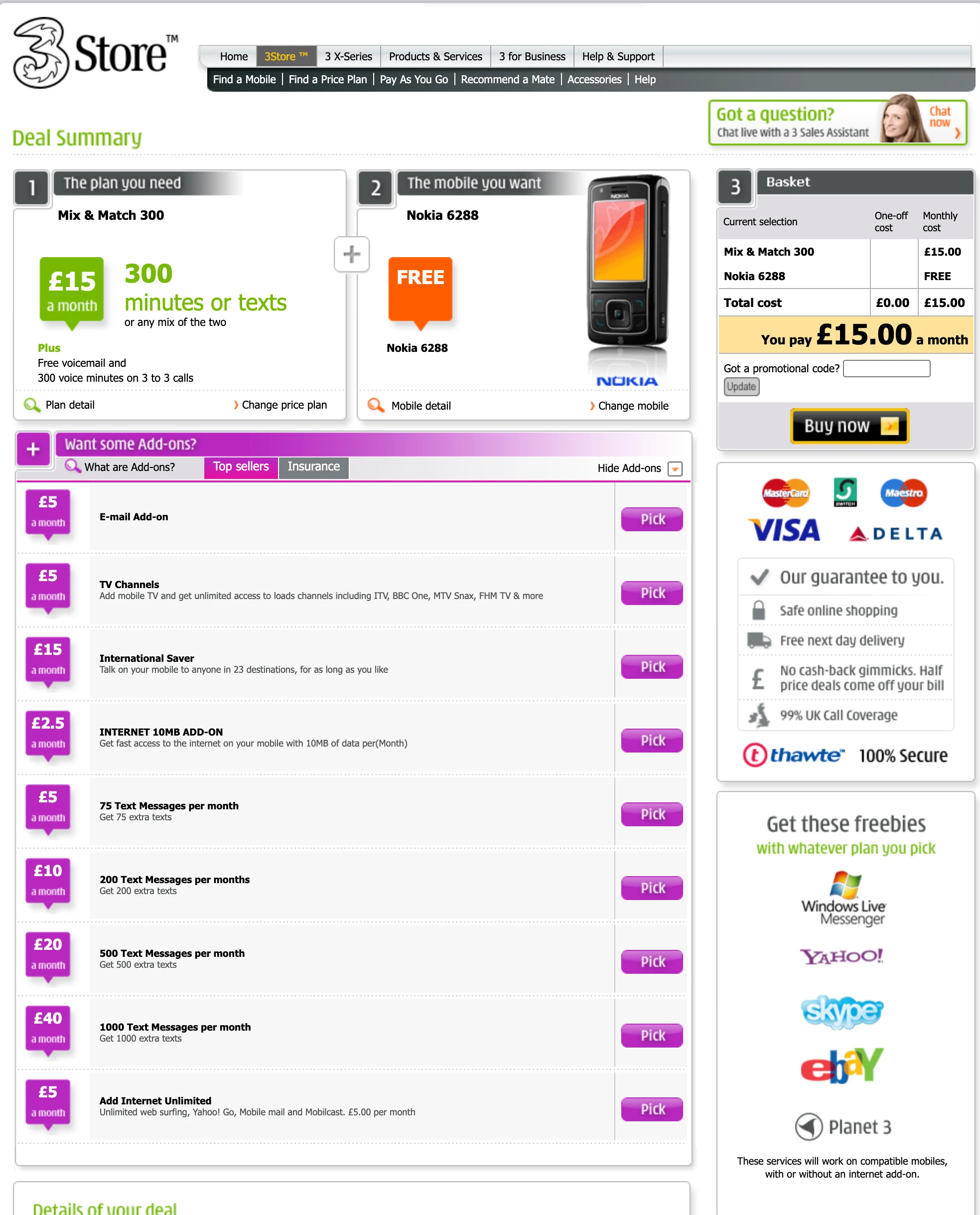 Three Store 2008 Deal Summary Page